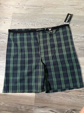 Joe Boxer Green and Navy Plaid Men’s Flat Front Boxer Shorts
